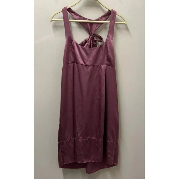 janet Womens Dress S Mauve Pink 100% Silk Bow Back Fairycore Coquette Babydoll - Picture 2 of 13